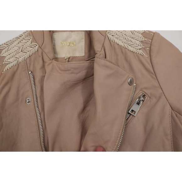 Lambskin Leather: size 36, Asymmetrical zip Moto Biker jacket - Picture 5 of 16